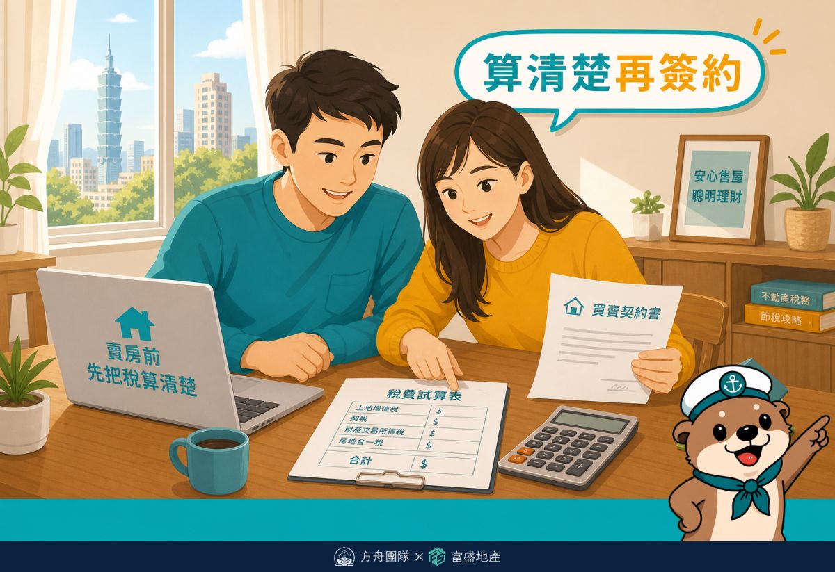 賣房前先把稅算清楚：夫妻在家整理稅費試算表與買賣契約書