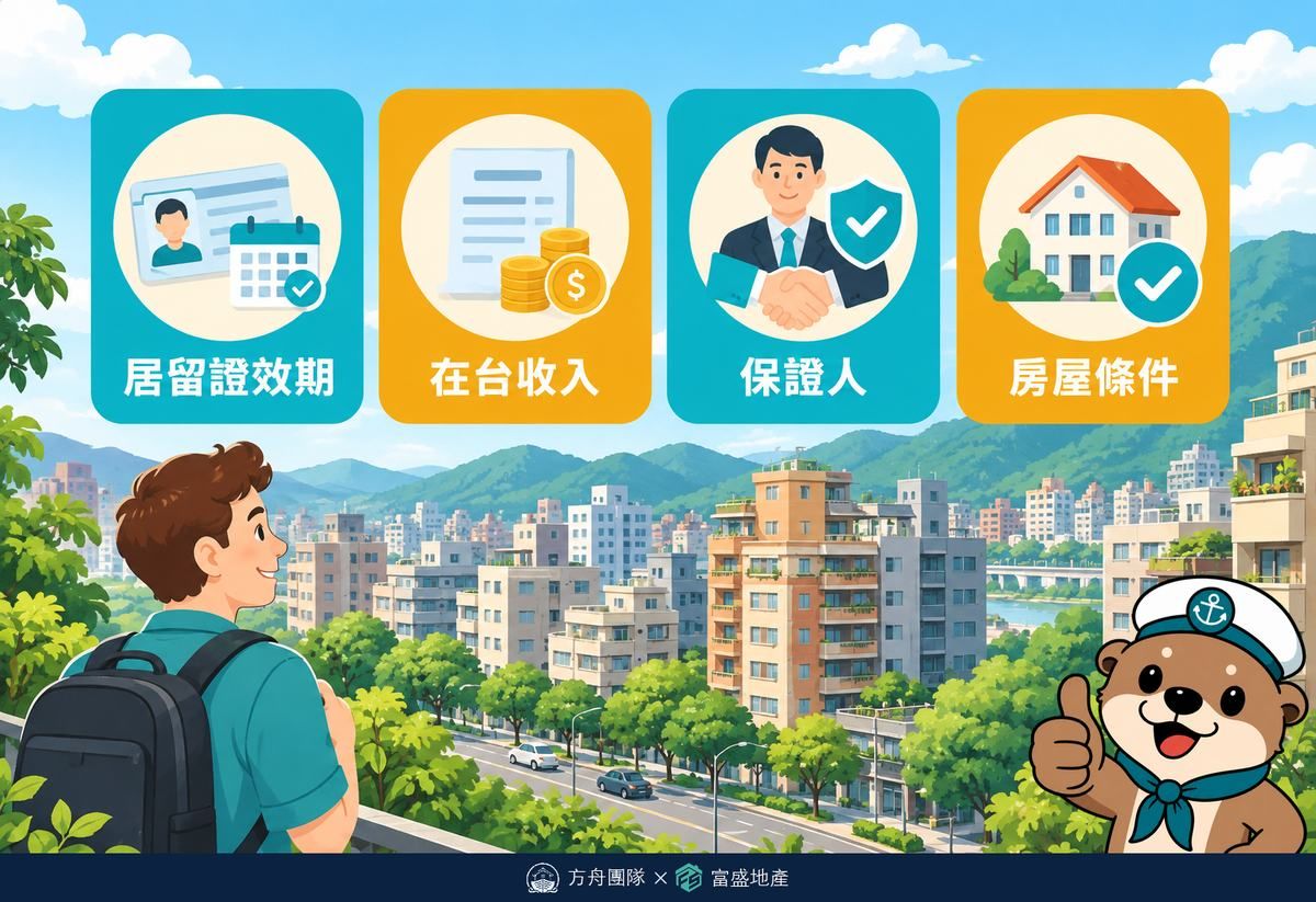 影響外籍房貸成數的四個因素：居留證效期、在台收入、保證人、房屋條件