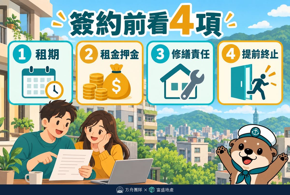 簽約前必看四項：租期、租金押金、修繕責任、提前終止