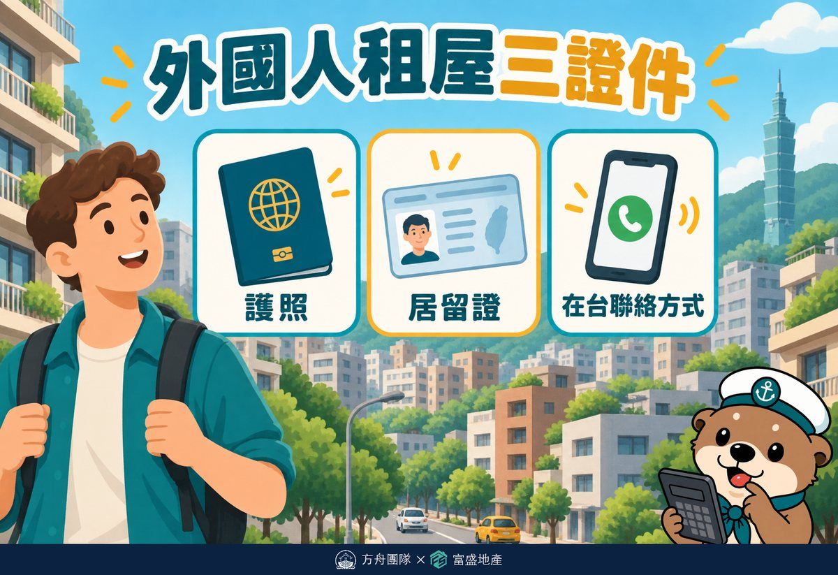 外國人租屋三證件：護照、居留證、在台聯絡方式