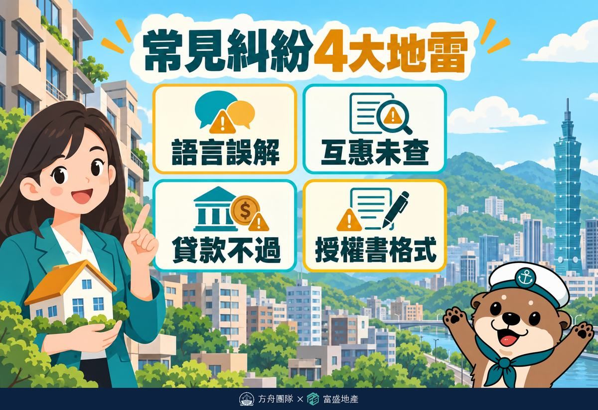 常見糾紛4大地雷：語言誤解、互惠未查、貸款不過、授權書格式