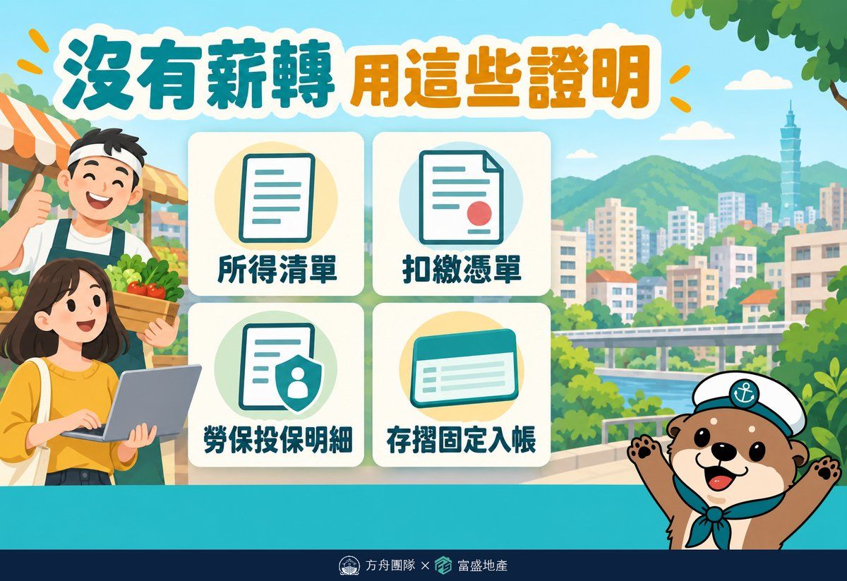沒有薪轉可以用的替代財力證明：所得清單、扣繳憑單、勞保投保明細、存摺固定入帳