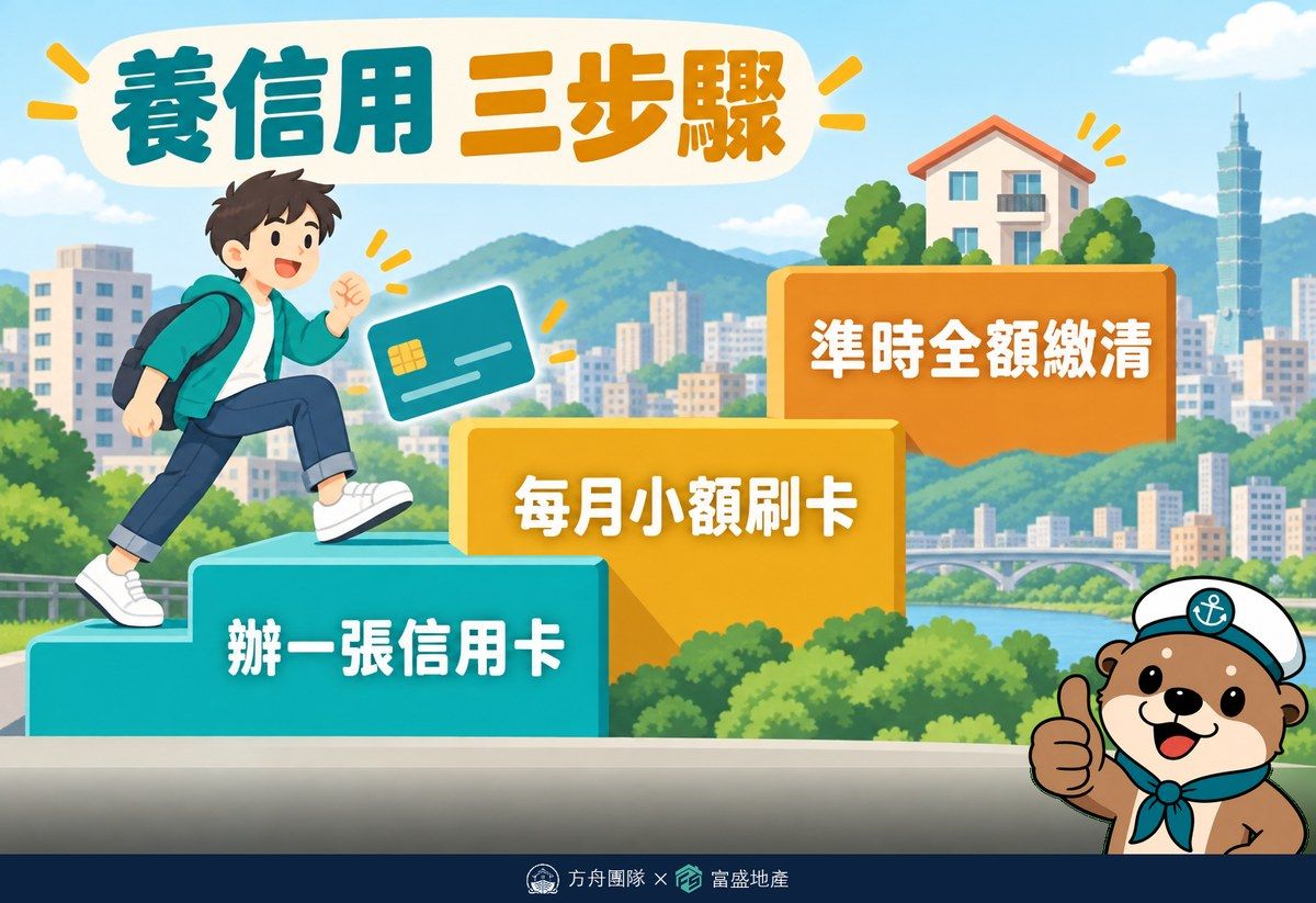 養信用三步驟：辦一張信用卡、每月小額刷卡、準時全額繳清