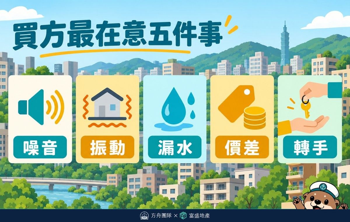 買方最在意五件事:噪音、振動、漏水、價差、轉手