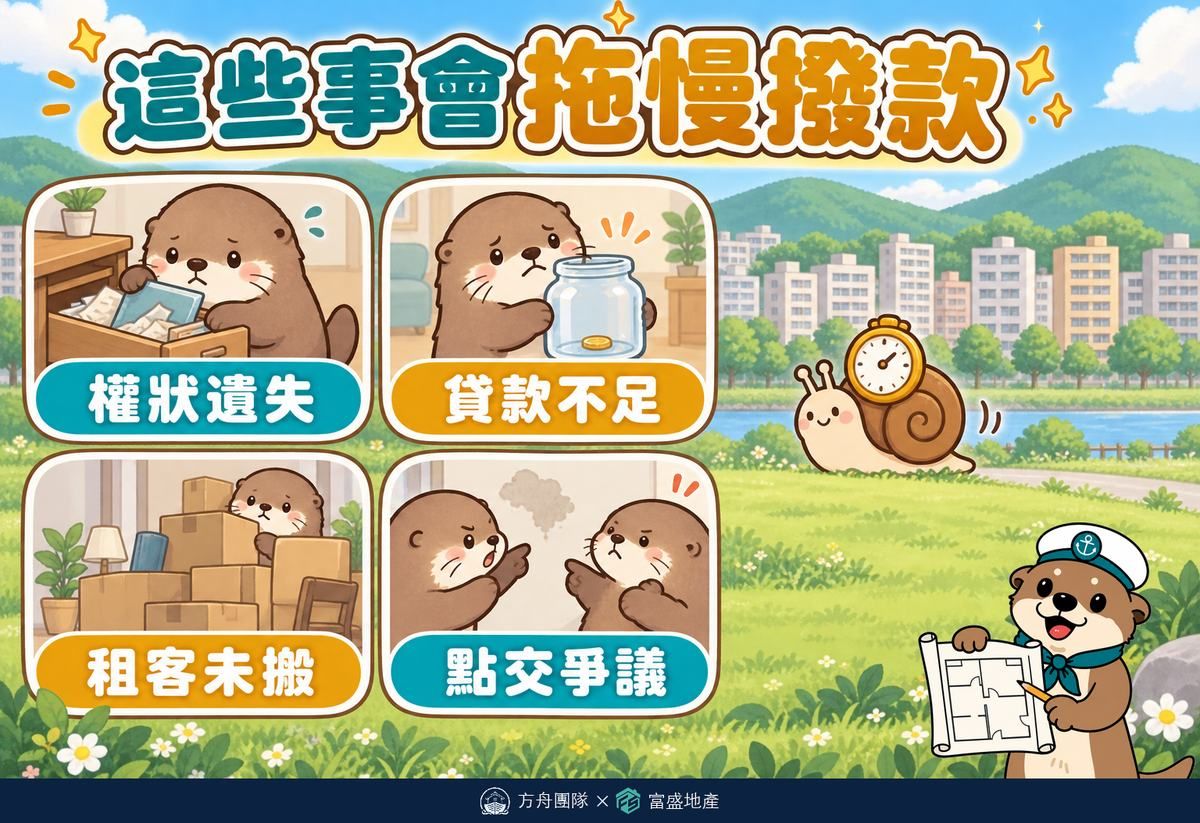 拖慢賣房撥款的常見原因：權狀遺失、貸款不足、租客未搬、點交爭議