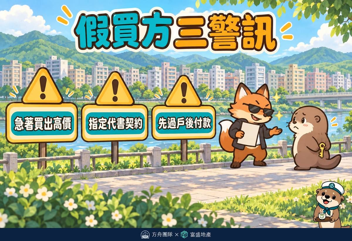 假買方三警訊：急著買出高價、指定代書契約、先過戶後付款
