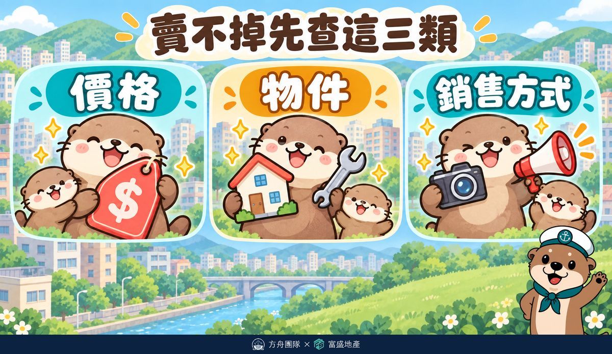 房子賣不掉先查三類原因：價格、物件、銷售方式