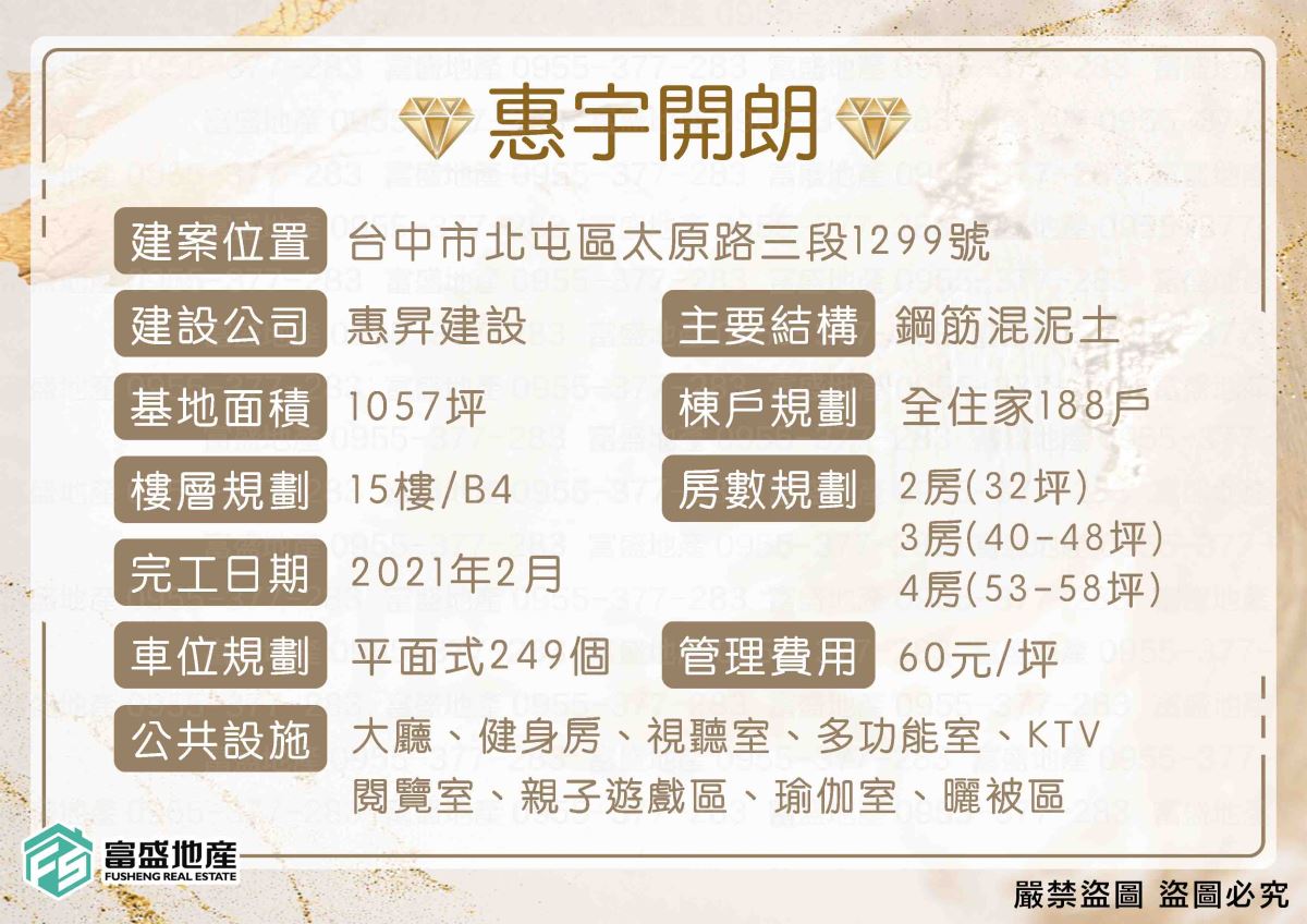 惠宇開朗 建案基本資料 圖卡｜北屯建案 惠宇系列 廍子重劃區
