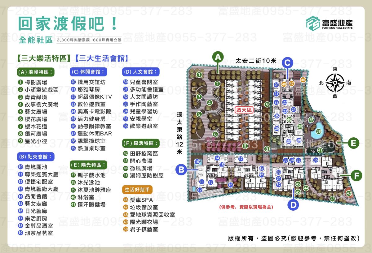 總太青境 公設配置圖｜三大樂活特區與三大生活會館