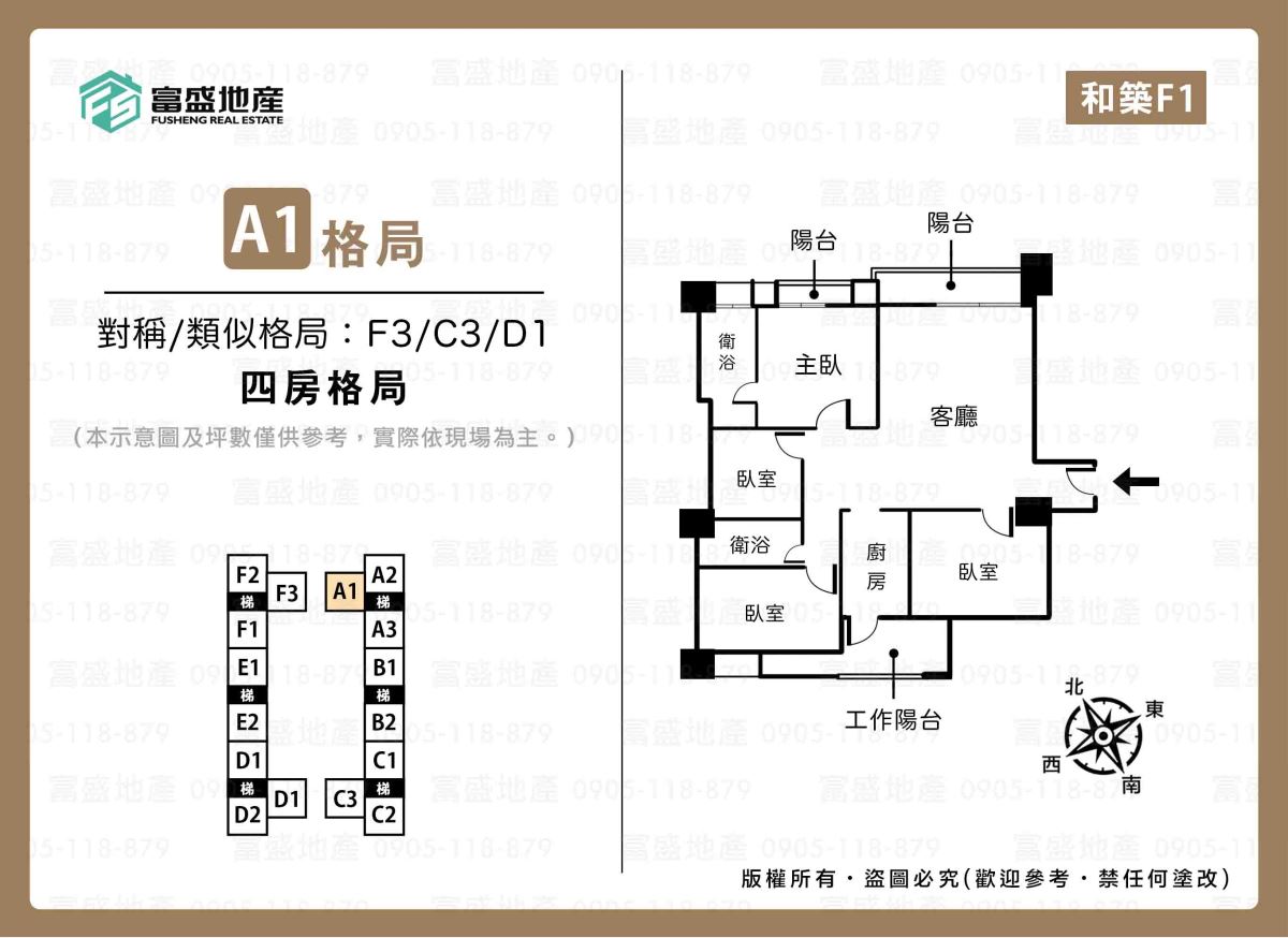 和築F1 A1/F3/C3/D1 格局圖