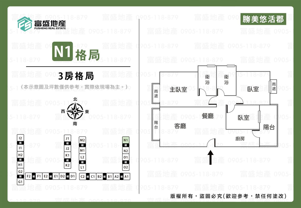勝美悠活郡 N1 戶 3房格局
