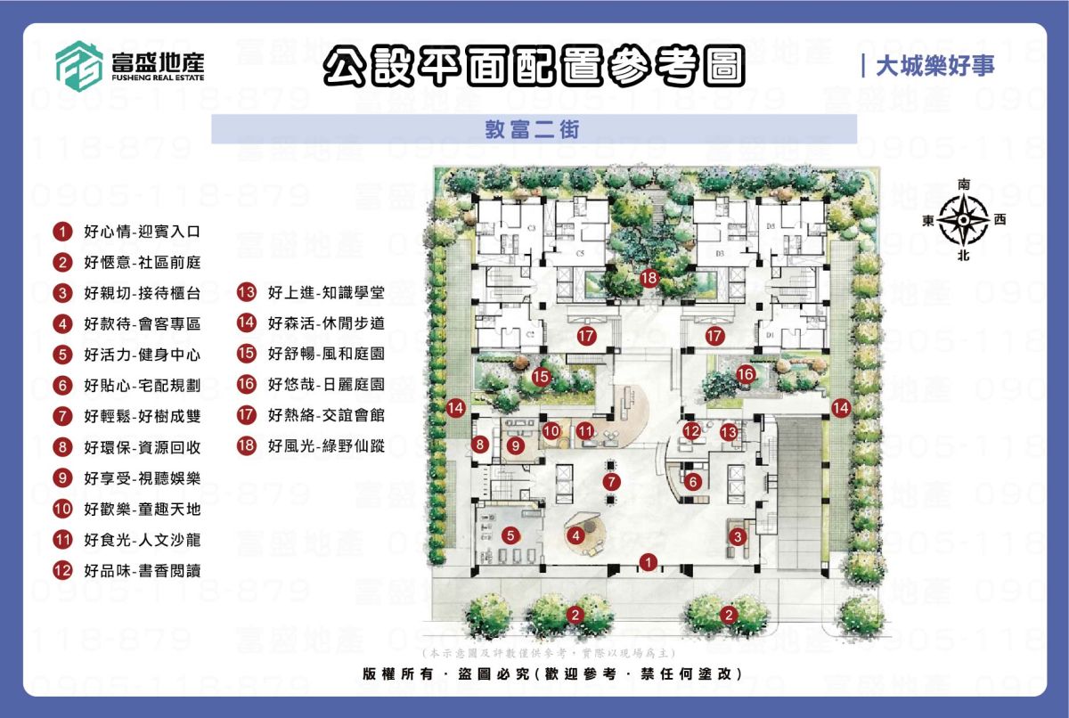 大城樂好事 公設平面配置參考圖 18項公設位置