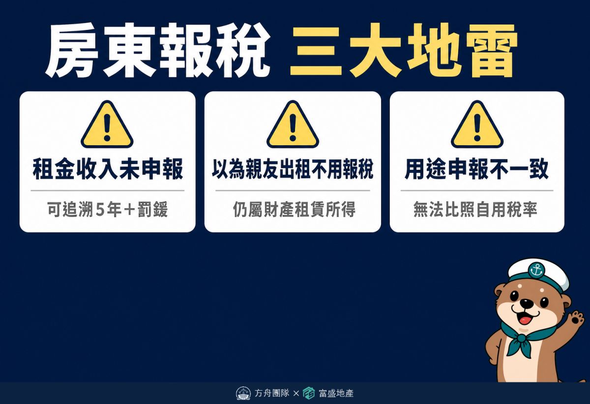 房東報稅三大地雷：租金收入未申報、以為親友出租不用報稅、用途申報不一致